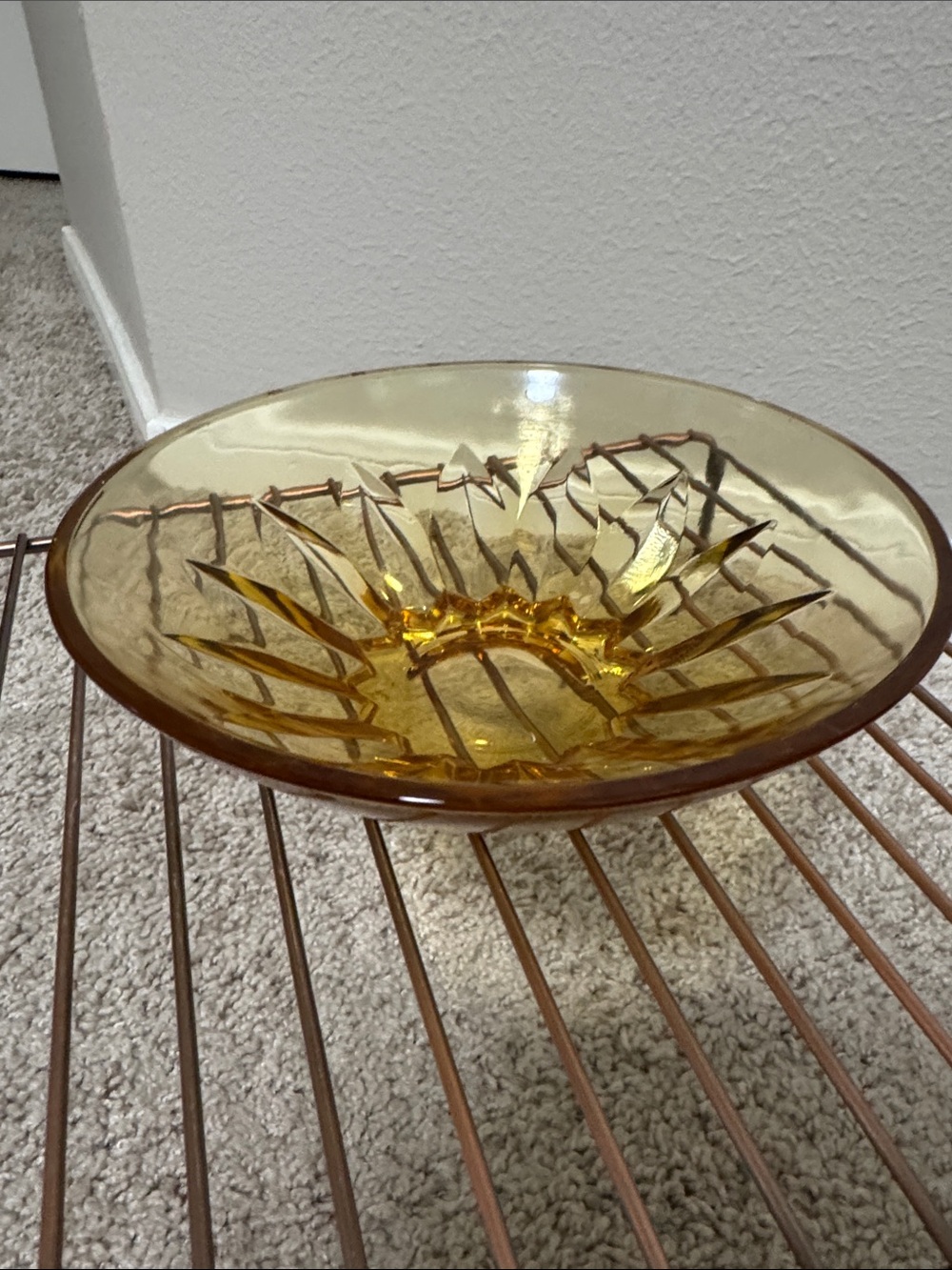 Vintage Amber Glass Decorative Bowl - Home Art